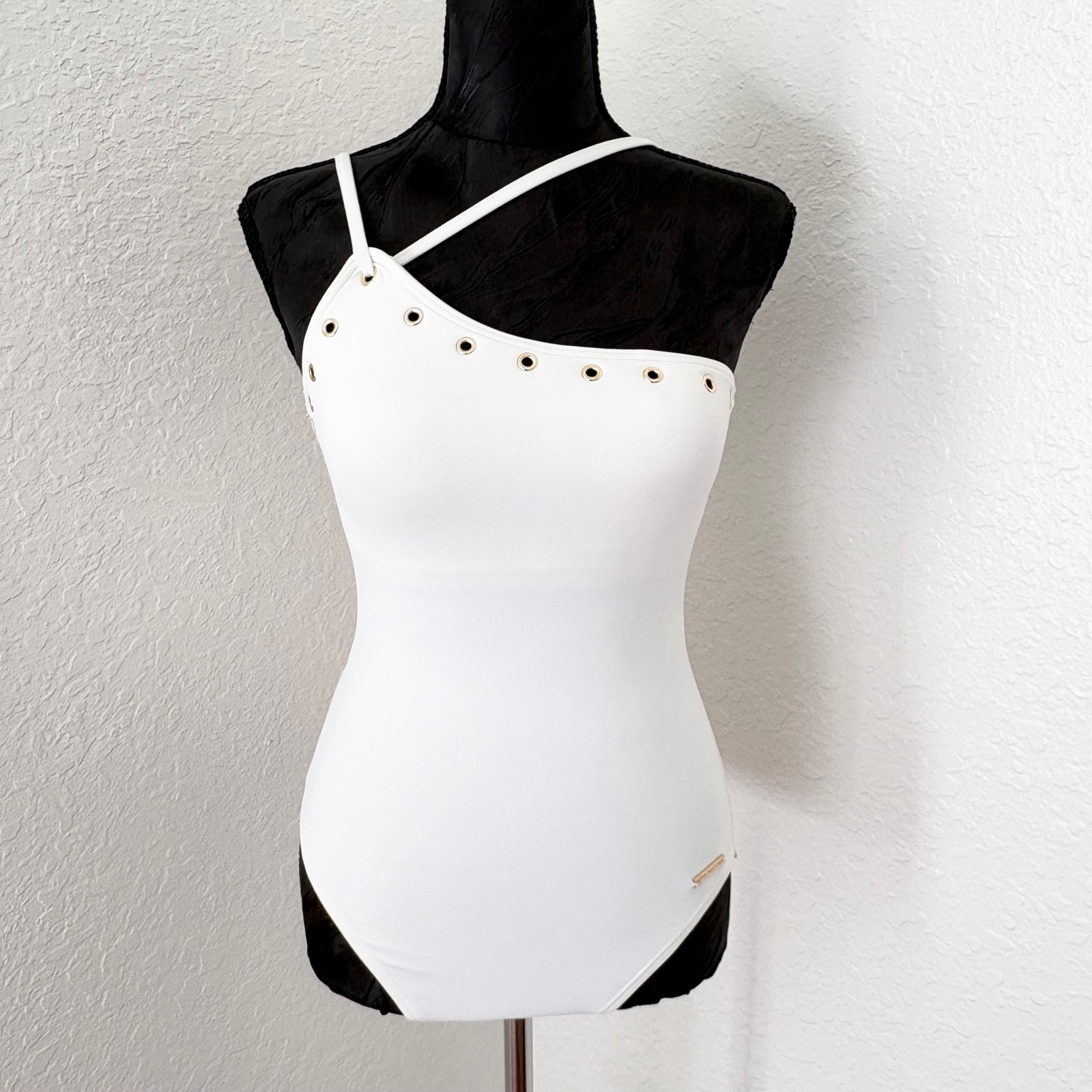 Michael Kors Asymmetrical Grommet One-Piece Swimsuit Women 6 White